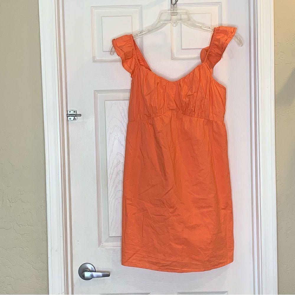 Sim & Sam Orange Cotton Ruffle Dress Size Large New With Tag